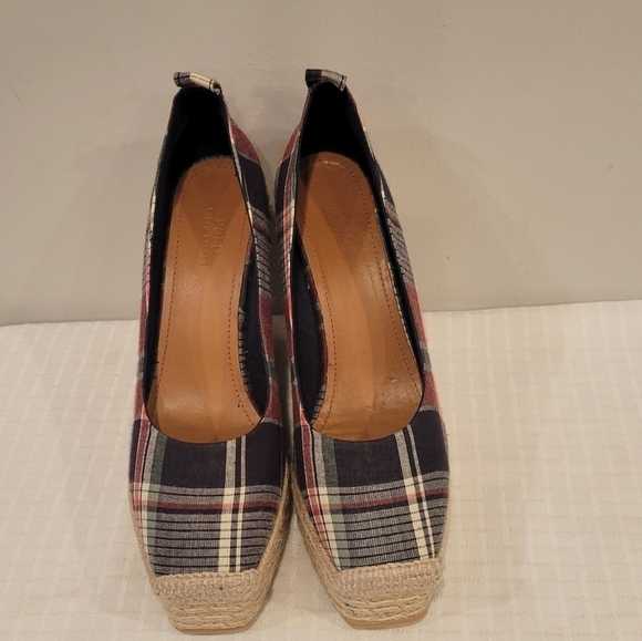 NEW Polo Ralph Lauren  Madras Print Slip On Wedge Espadrille Square Toe  SZ-8 - Picture 6 of 10